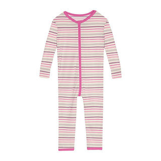 Girl's Print Bamboo Convertible Sleeper with Zipper - Whimsical Stripe Baby & Toddler Sleepwear