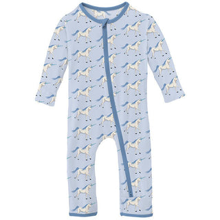 KicKee Pants Girl's Print Coverall with 2-Way Zipper - Dew Prancing Unicorn