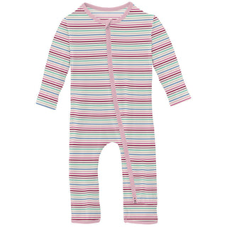 KicKee Pants Girl's Print Coverall with 2-Way Zipper - Make Believe Stripe | Stylish Sleepies offer designs that make bedtime beautiful.