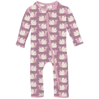 Girl's Print Bamboo Coverall with 2-Way Zipper - Pegasus Kitsune Baby & Toddler Sleepwear