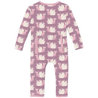 Girl's Print Bamboo Coverall with 2-Way Zipper - Pegasus Kitsune Baby & Toddler Sleepwear