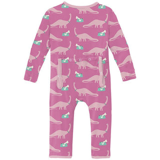 Girl's Print Bamboo Coverall with 2-Way Zipper - Tulip Pet Dino KicKee Pants