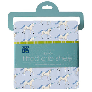 KicKee Pants Girl's Print Fitted Crib Sheet - Dew Prancing Unicorn