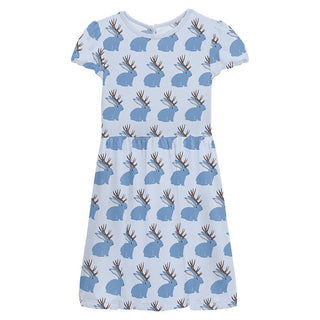 KicKee Pants Girl's Flutter Sleeve Twirl Dress with Pockets - Dew Jackalope