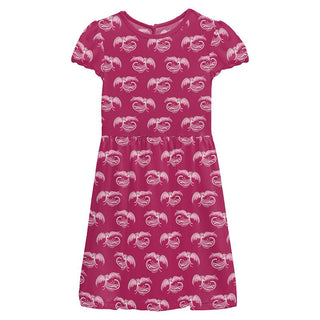 Girl's Flutter Sleeve Twirl Dress with Pockets - Dragon Fruit Phoenix