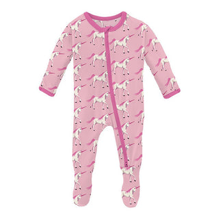 Girl's Print Bamboo Footie with 2-Way Zipper - Cake Pop Prancing Unicorn Baby & Toddler Sleepwear