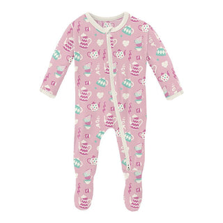 Girl's Print Bamboo Footie with 2-Way Zipper - Cake Pop Tea Party Baby & Toddler Sleepwear