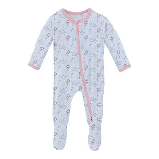 Girl's Print Bamboo Footie with 2-Way Zipper - Dew Magical Princess Baby & Toddler Sleepwear