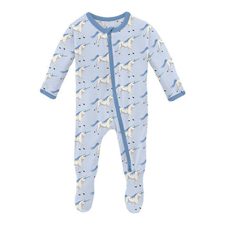 Girl's Print Bamboo Footie with 2-Way Zipper - Dew Prancing Unicorn Baby & Toddler Sleepwear