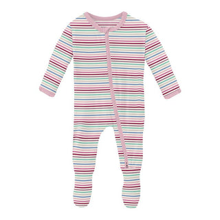 Girl's Print Bamboo Footie with 2-Way Zipper - Make Believe Stripe Baby & Toddler Sleepwear