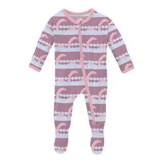 KicKee Pants Girl's Print Footie with 2-Way Zipper - Pegasus Sea Monster