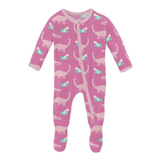 Girl's Print Bamboo Footie with 2-Way Zipper - Tulip Pet Dino Baby & Toddler Sleepwear