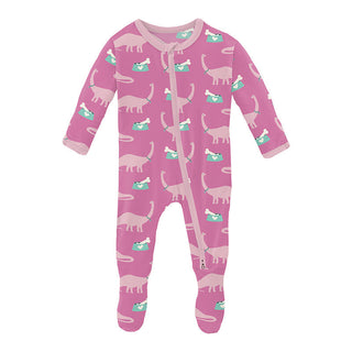 KicKee Pants Girl's Print Footie with 2-Way Zipper - Tulip Pet Dino | Stylish Sleepies offer designs that make bedtime beautiful.