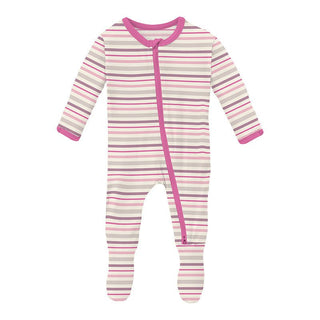 Girl's Print Bamboo Footie with 2-Way Zipper - Whimsical Stripe Baby & Toddler Sleepwear