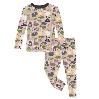 Girl's Print Bamboo Long Sleeve Pajama Set - Baby Rose Too Many Stuffies Baby & Toddler Sleepwear