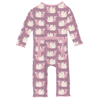 KicKee Pants Girl's Muffin Ruffle Coverall with 2-Way Zipper - Pegasus Kitsune