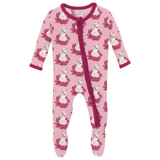 Girl's Print Bamboo Muffin Ruffle Footie with 2-Way Zipper - Cake Pop Thumbelina Baby & Toddler Sleepwear