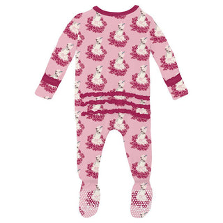 Girl's Print Bamboo Muffin Ruffle Footie with 2-Way Zipper - Cake Pop Thumbelina KicKee Pants