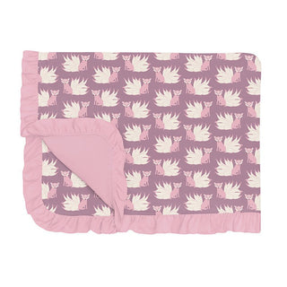 Girl's Print Bamboo Ruffle Toddler Blanket - Pegasus Kitsune Swaddling & Receiving Blankets