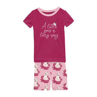 Girl's Print Bamboo Short Sleeve Graphic Tee Pajama Set with Shorts - Cake Pop Thumbelina KicKee Pants