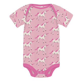 KicKee Pants Girl's Print Short Sleeve One Piece - Cake Pop Prancing Unicorn