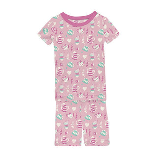 Girl's Print Bamboo Short Sleeve Pajama Set with Shorts - Cake Pop Tea Party Baby & Toddler Sleepwear