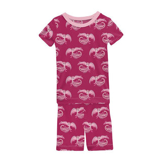 Girl's Print Bamboo Short Sleeve Pajama Set with Shorts - Dragon Fruit Phoenix Baby & Toddler Sleepwear