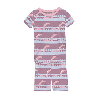 Girl's Print Bamboo Short Sleeve Pajama Set with Shorts - Pegasus Sea Monster Baby & Toddler Sleepwear