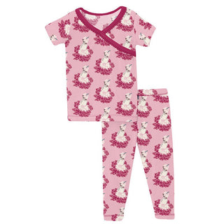 Girl's Print Bamboo Short Sleeve Scallop Kimono Pajama Set - Cake Pop Thumbelina KicKee Pants