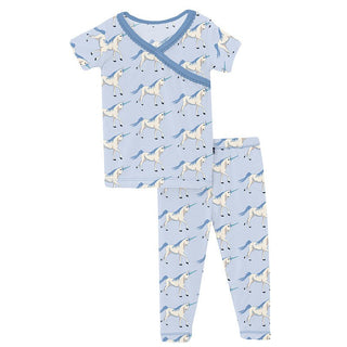 KicKee Pants Girl's Scallop Kimono Pajama Set - Dew Prancing Unicorn | Stylish Sleepies offer designs that make bedtime beautiful.