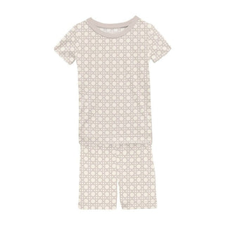 Print Bamboo Short Sleeve Pajama Set with Shorts - Latte Wicker Baby & Toddler Sleepwear