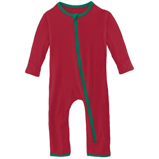 Bamboo Applique Coverall with 2-Way Zipper - Crimson Gnomes Baby & Toddler Sleepwear