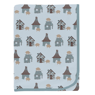 Bamboo Swaddling Blanket - Illusion Blue Three Little Pigs Swaddling Blankets