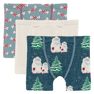 Kickee Pants Boxer Briefs (Set of 3) - Stormy Sea Peppermints, Natural & Peacock Yeti