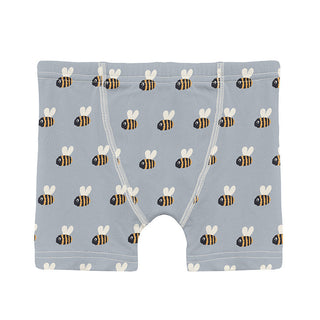 Boy's Print Bamboo Boxer Brief - Pearl Blue Baby Bumblebee Toddler Underwear