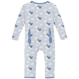 Boy's Print Bamboo Coverall with 2-Way Zipper - Dew Flying Pigs Baby & Toddler Sleepwear