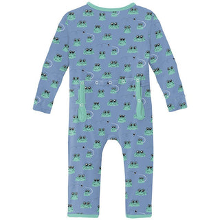 Boy's Print Bamboo Coverall with 2-Way Zipper - Dream Blue Bespeckled Frogs Baby & Toddler Sleepwear