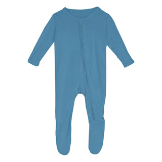 Kickee Pants Boy's Footie with 2-Way Zipper - Blue Moon | Stylish Sleepies offer designs that make bedtime beautiful.