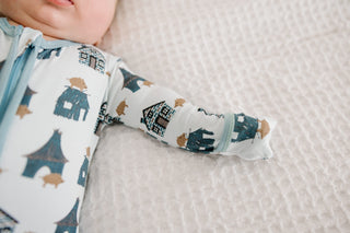 Bamboo Footie with 2-Way Zipper - Illusion Blue Three Little Pigs Baby & Toddler Sleepwear