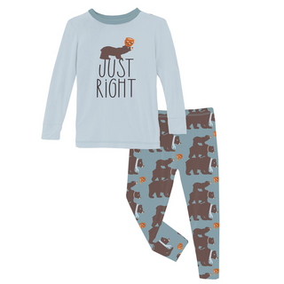 Kickee Pants Boy's Long Sleeve Graphic Tee Pajama Set - Stormy Sea Three Naughty Bears | Stylish Sleepies offer designs that make bedtime beautiful.