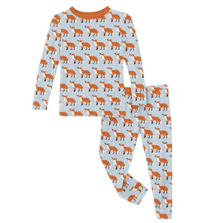 Boy's Print Bamboo Long Sleeve Pajama Set - Illusion Blue Fox & The Crow Baby & Toddler Sleepwear