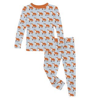 Kickee Pants Boy's Long Sleeve Pajama Set - Illusion Blue Fox & The Crow | Stylish Sleepies offer designs that make bedtime beautiful.
