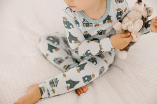 Bamboo Long Sleeve Pajama Set - Illusion Blue Three Little Pigs KicKee Pants