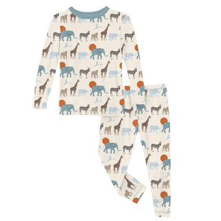 Kickee Pants Boy's Long Sleeve Pajama Set - Natural Just So Animals