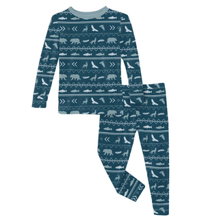 Kickee Pants Boy's Long Sleeve Pajama Set - Peacock Native Tribal Lore | Stylish Sleepies offer designs that make bedtime beautiful.
