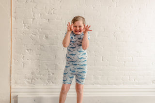 Boy's Print Bamboo Short Sleeve Pajama Set with Shorts - Dew Pet Dino Baby & Toddler Sleepwear