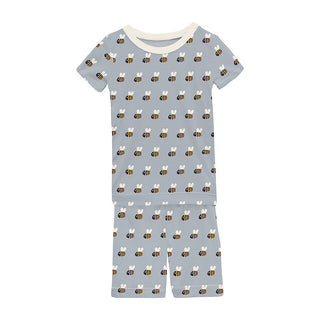 Kickee Pants Short Sleeve Pajama Set with Shorts - Pearl Blue Baby Bumblebee | Stylish Sleepies offer designs that make bedtime beautiful.