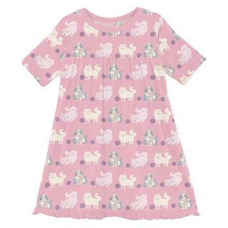 Kickee Pants Classic Short Sleeve Swing Dress - Cake Pop Cats and Yarn