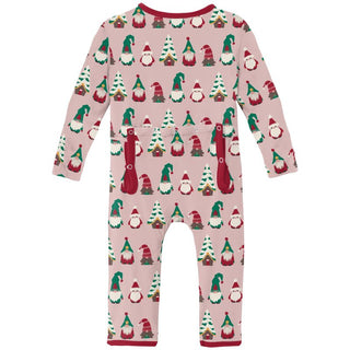 Kickee Pants Coverall with 2-Way Zipper - Baby Rose Gnomes