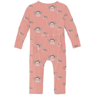 Kickee Pants Coverall with 2-Way Zipper - Blush Puffer Family | Stylish Sleepies offer designs that make bedtime beautiful.